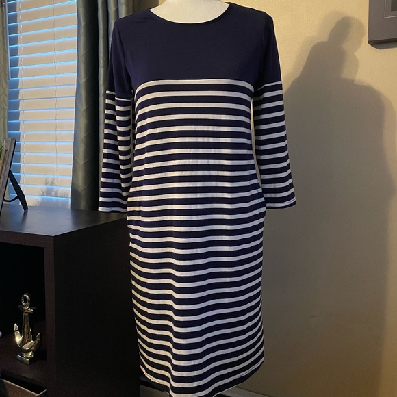 Shiela Rose Dresses & Skirts - IT HAS POCKETS! 👗 Navy/White Striped Long Sleeve Dress with Pockets - Size M